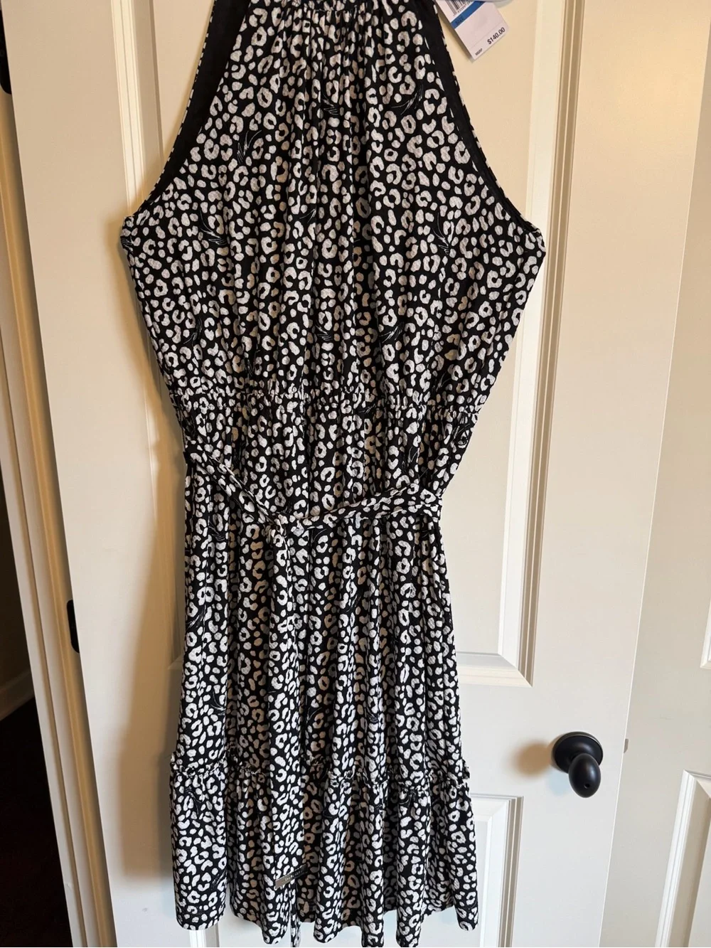 NWT Michael Michael Kors Black & White Animal Print Halter Maxi Dress XL